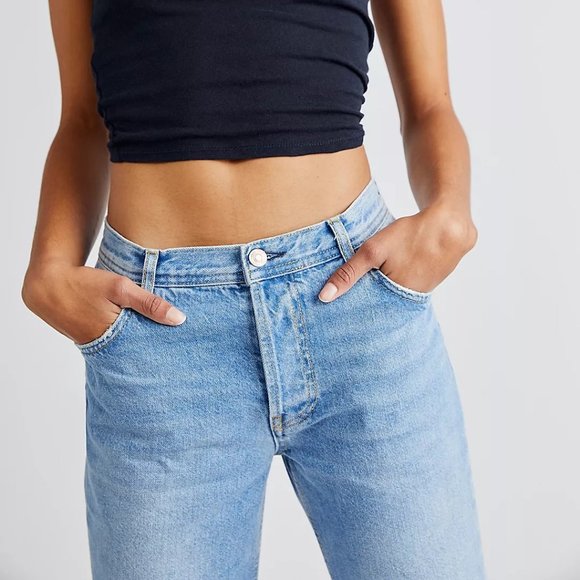 Free People We the Free Maggie Mid-Rise Straight Leg Jean in Light Stone Wash - Picture 4 of 11